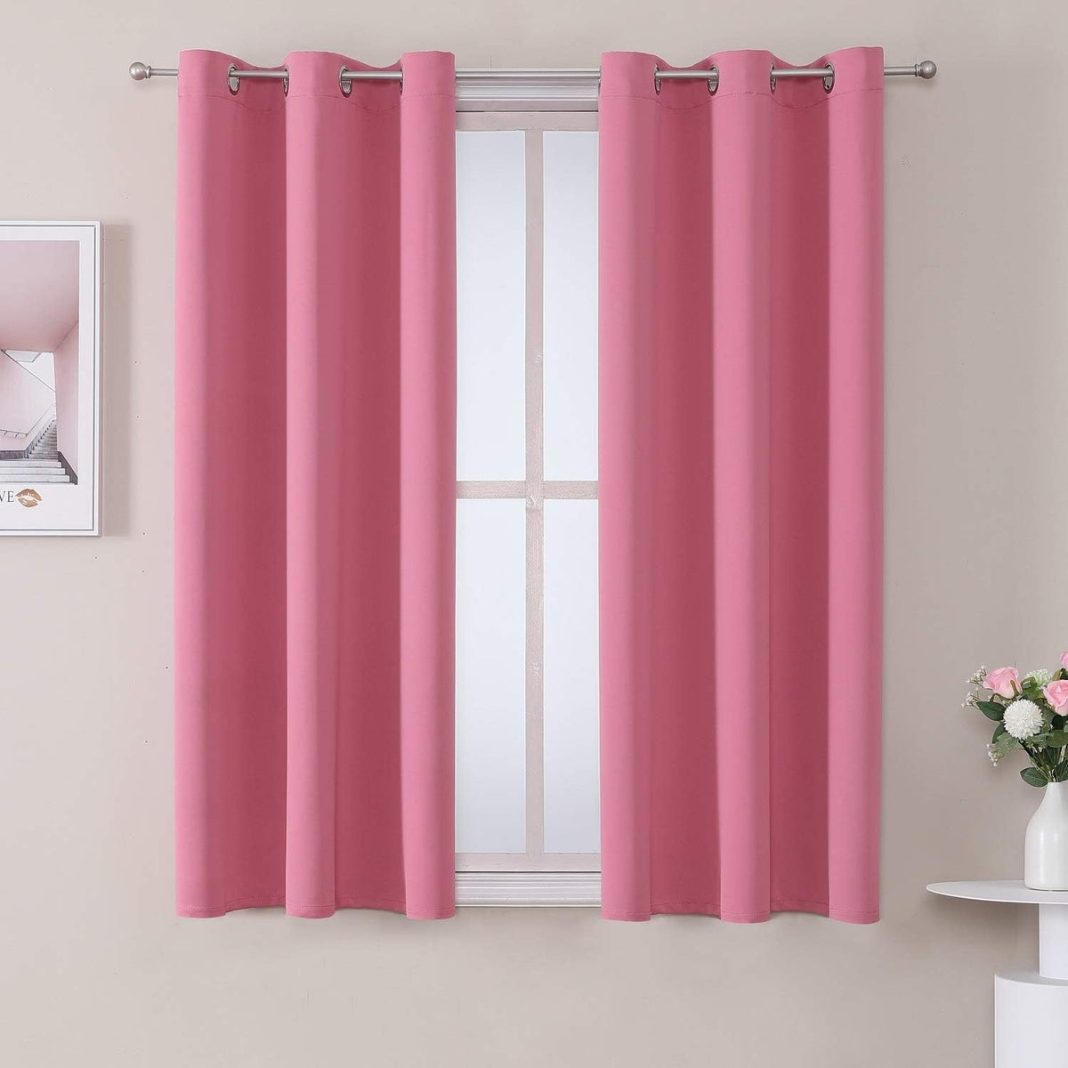 Pink dorm curtains