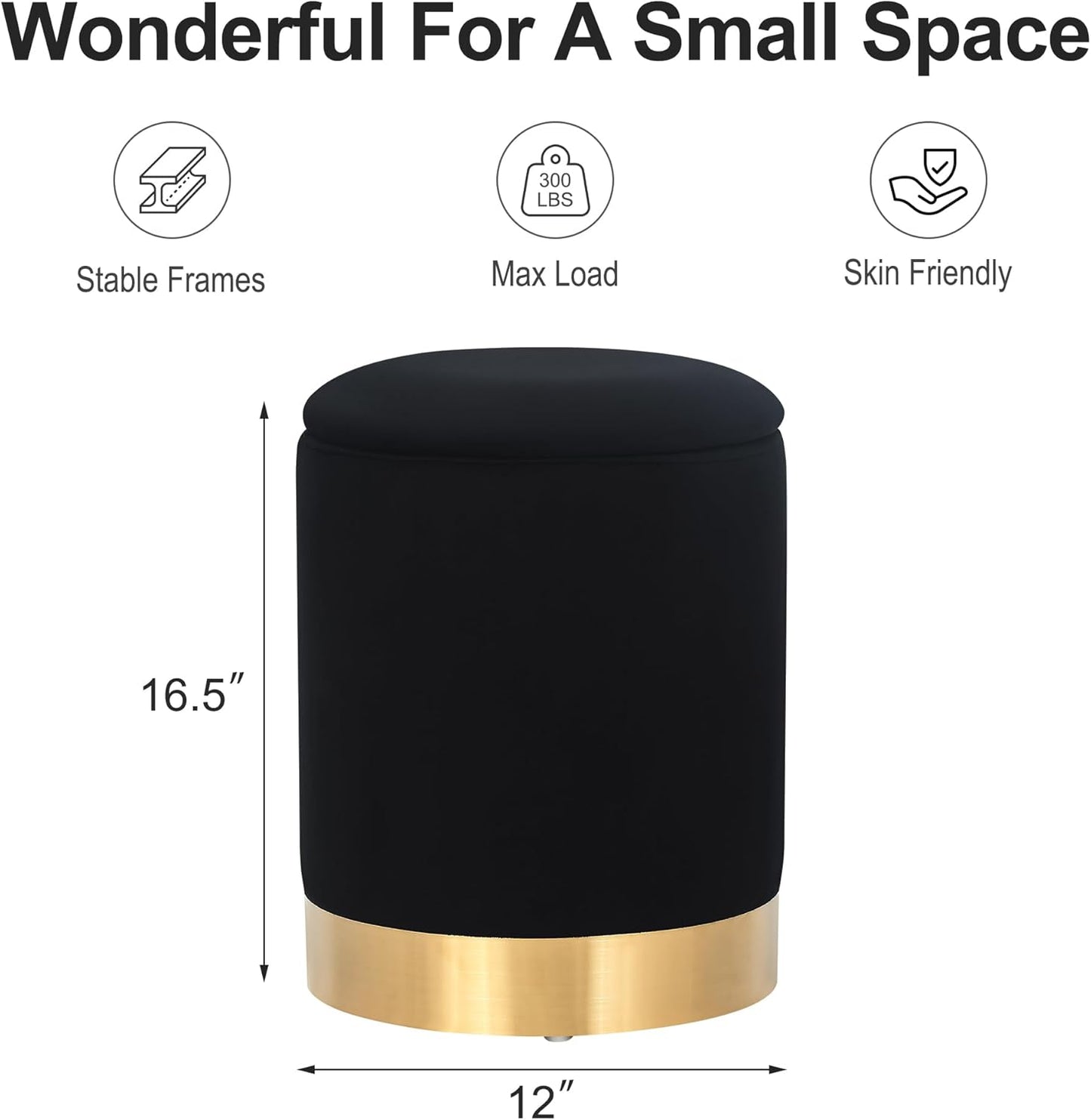 OTTOMAN: Storage Navy & Gold