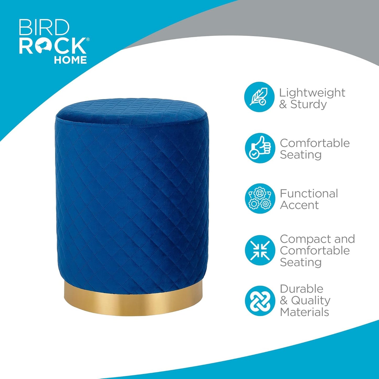 quilted velvet dorm ottoman in blue