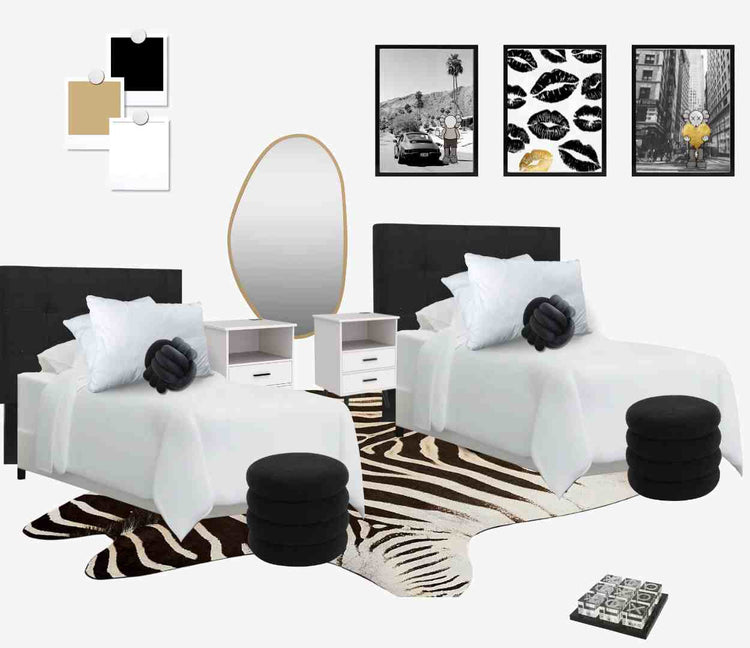 Dorm Decor - Aesthetic inspiration for your perfect dorm room in Black &amp; Gold.