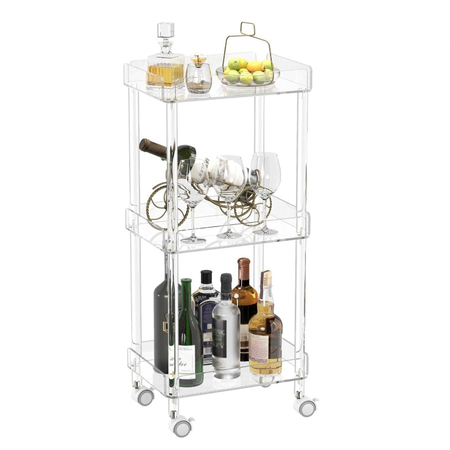 Acrylic bar cart for dorm decor 