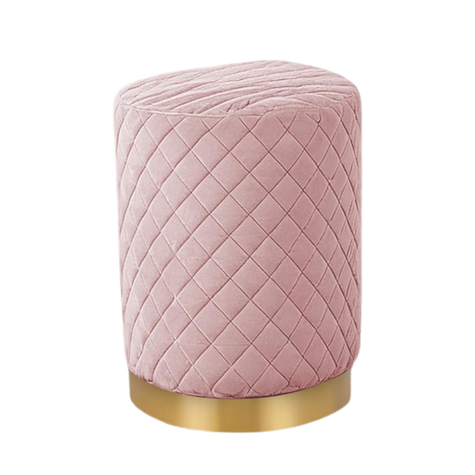 quilted velvet dorm ottoman in pink blush