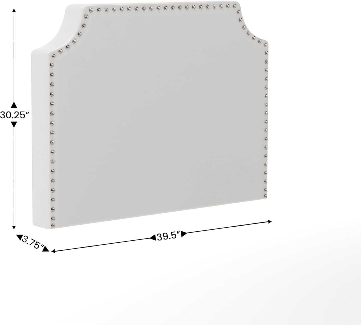White studded upholstered headboard on for twin dorm bed.