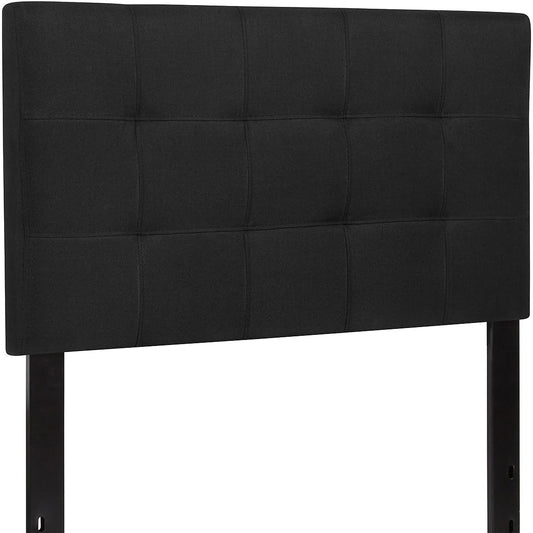 Flash Furniture Bedford Tufted Upholstered Twin Headboard for dorm decor in black fabric.