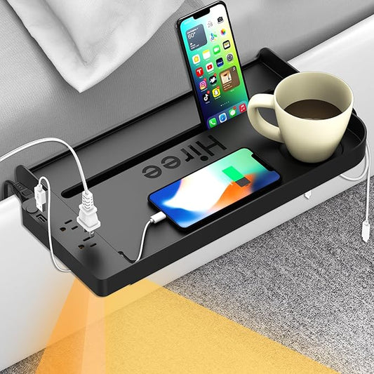 Clip on charging bedside shelf for dorm bed