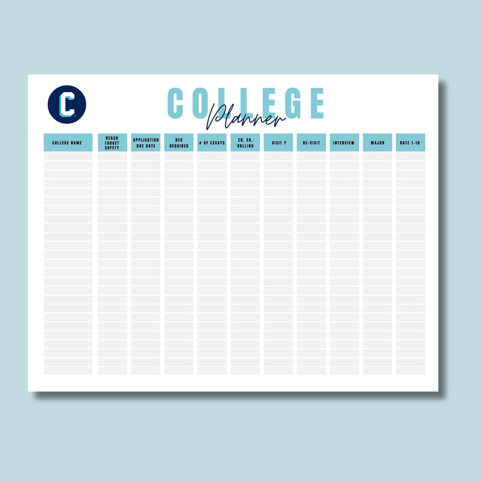COLLEGE PLANNING CALENDAR – The College & Dorm Corner