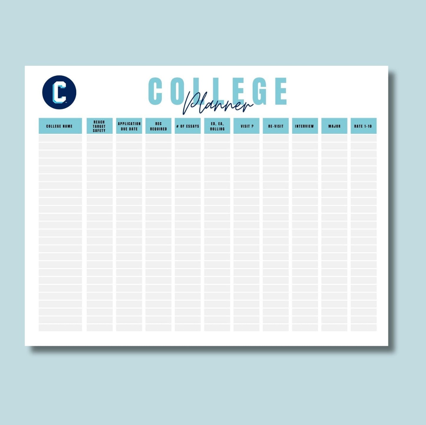 COLLEGE PLANNING CALENDAR