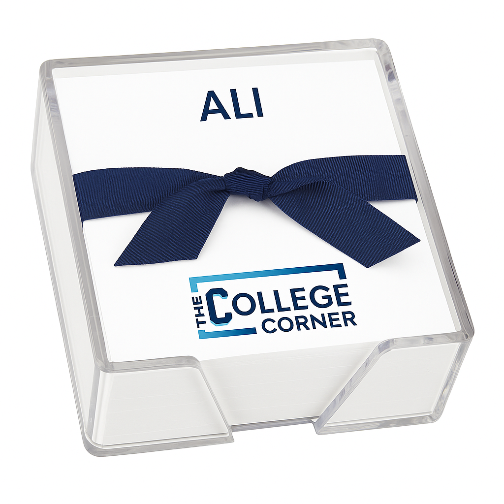 PERSONALIZED PAPER IN ACRYLIC NOTE-HOLDER W/RIBBON