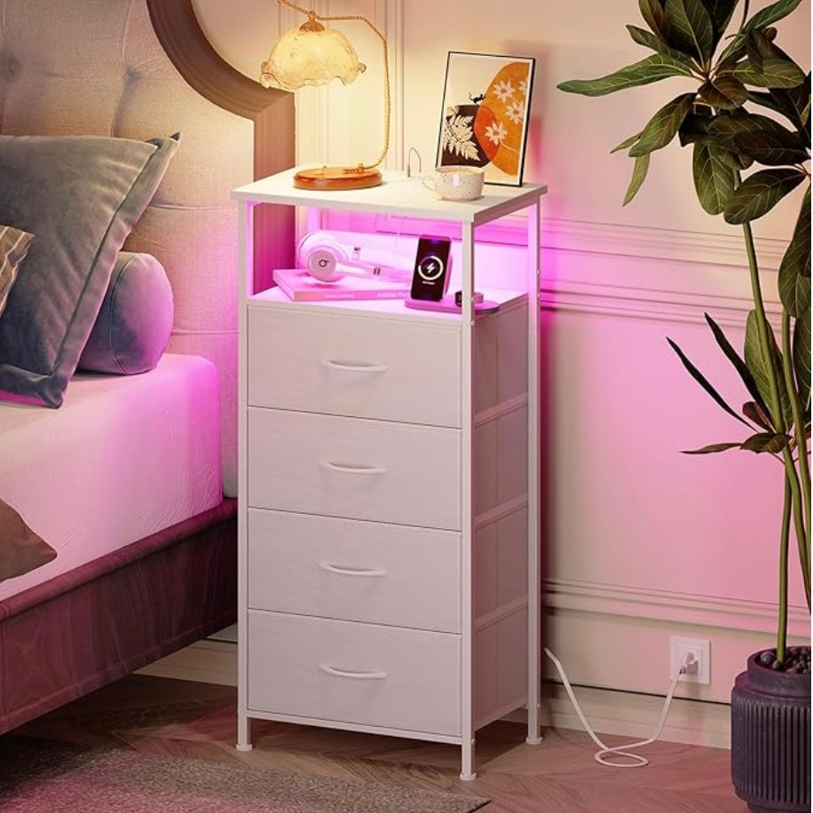 dorm nightstand with led lights 