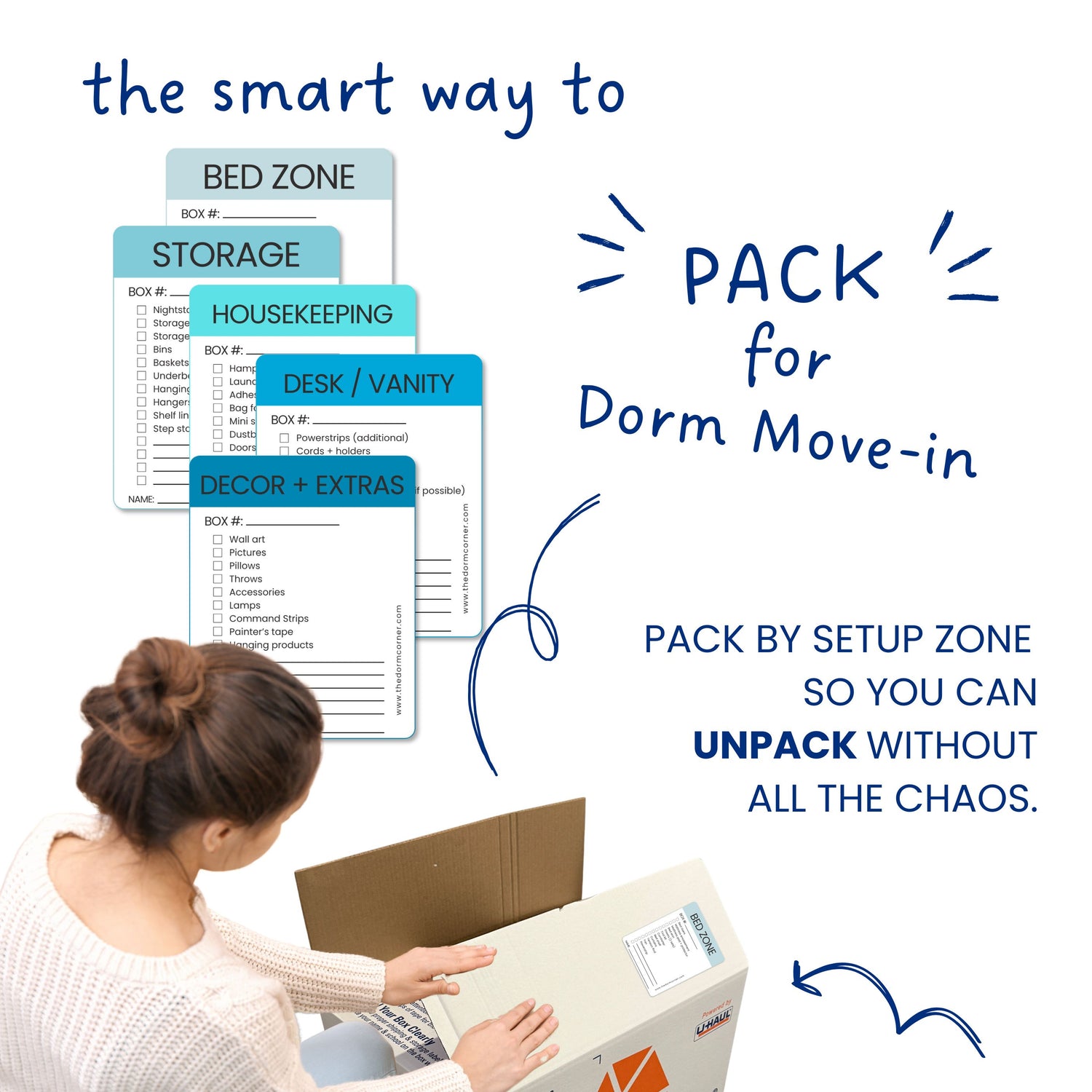 Downloadable dorm packing labels