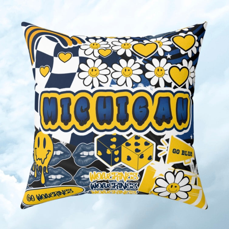 Decorative pillow with college and themed designs