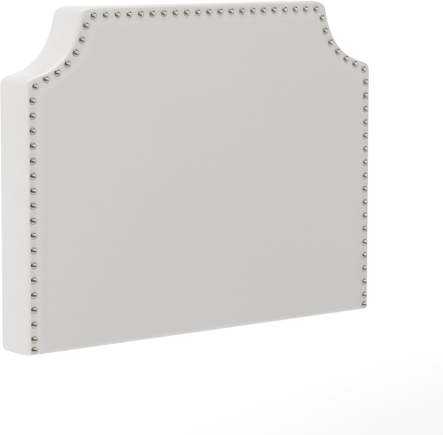 White studded upholstered headboard on for twin dorm bed.