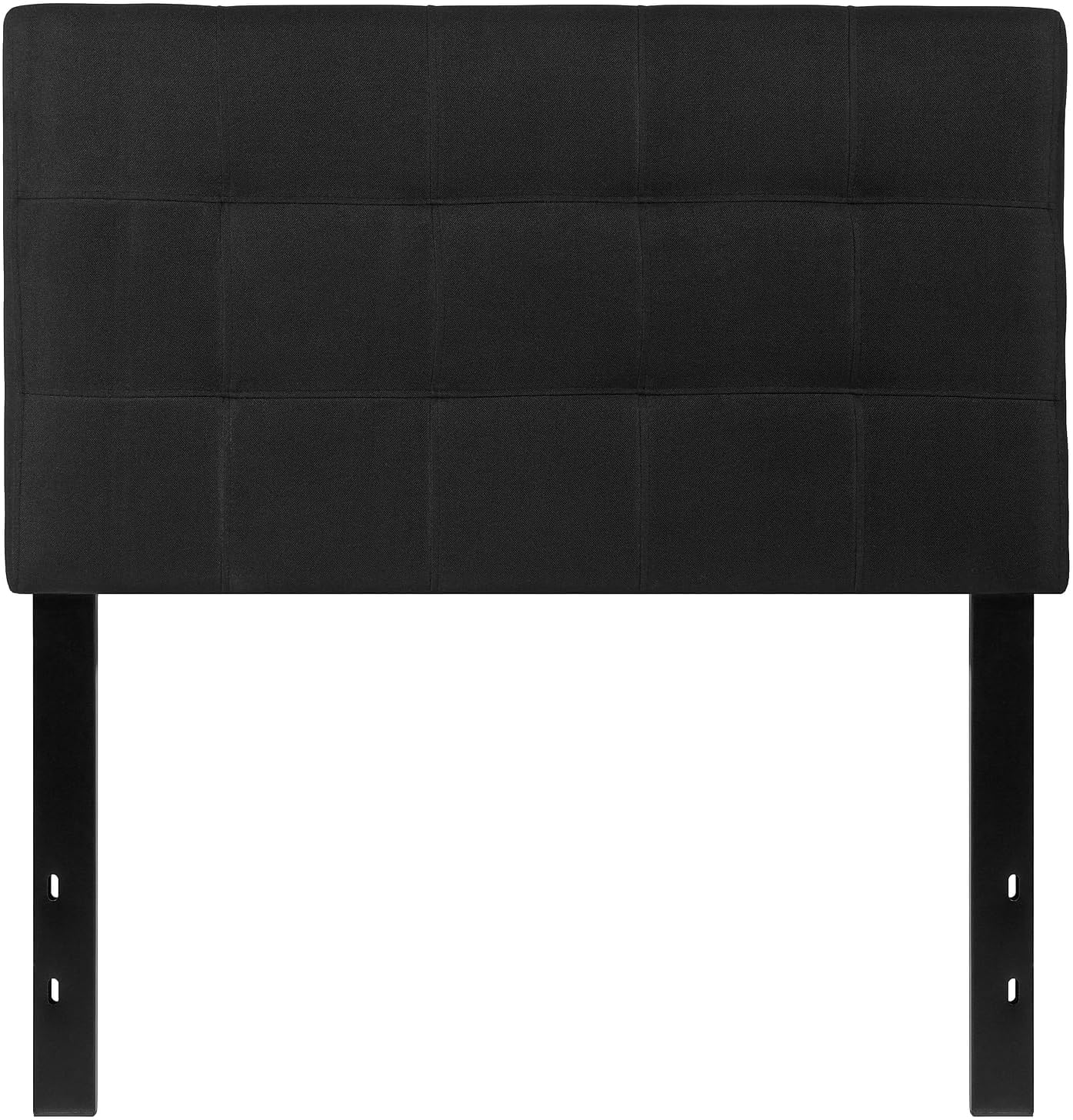 Black upholstered headboard on a white background