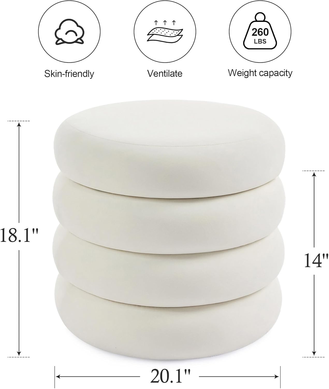 Round dorm storage ottoman measurements