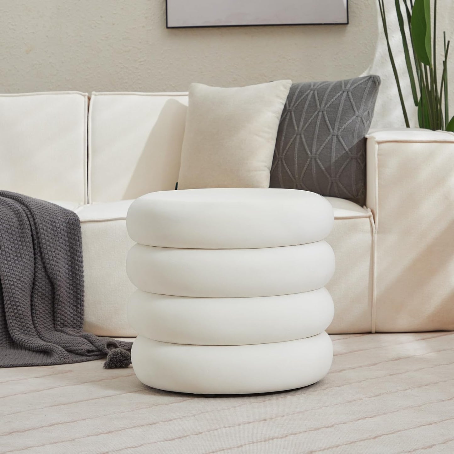 Round dorm storage ottoman