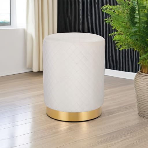 quilted velvet dorm ottoman in white