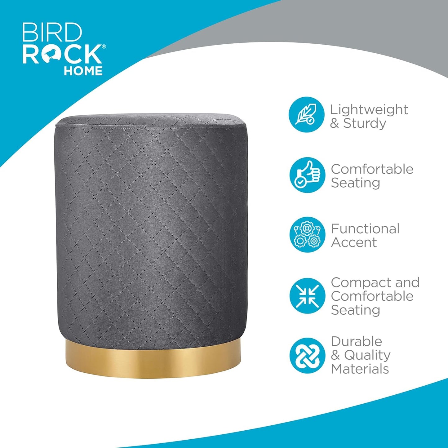 quilted velvet dorm ottoman in grey